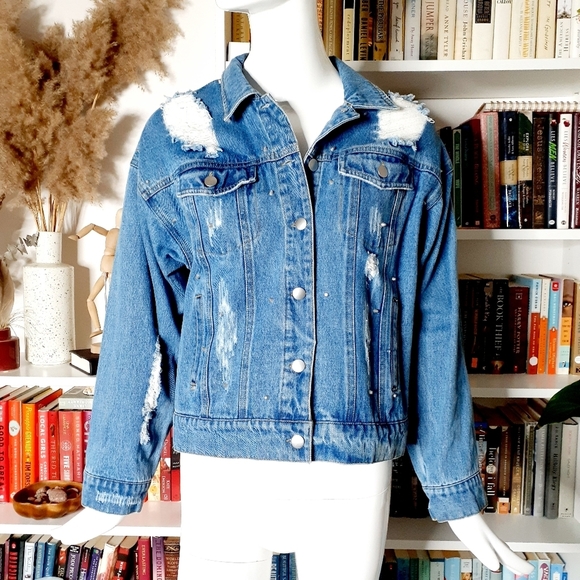 Forever 21 Contemporary Distressed Denim Jacket P6313 - Picture 1 of 10